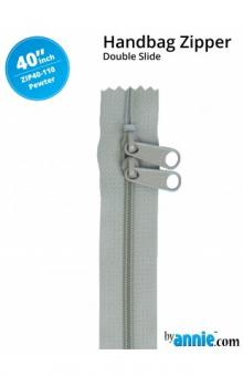 40'' Double-Slide Handbag Zipper Pewter 
